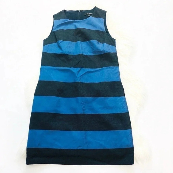 Banana Republic Size 4 Black Blue Striped Shimmered Shift Dress NEW! - Picture 2 of 7